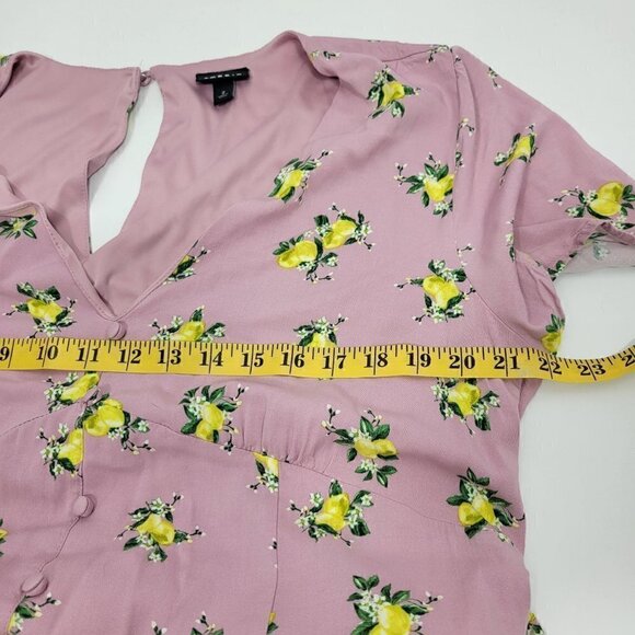 Torrid Midi Challis Dress Lavender, Lemon Pattern, Button Front Size 2x (18/20) - Picture 14 of 14